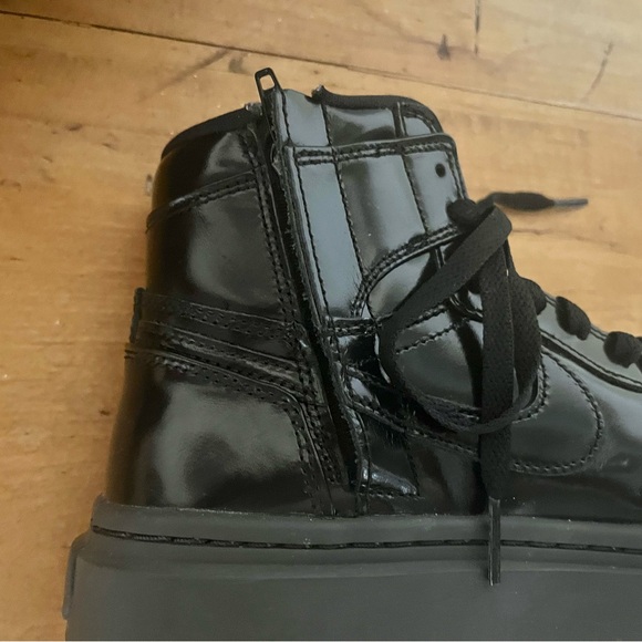 Nike Air Jordon Glossy Black High-Top Sneakers - Picture 8 of 11